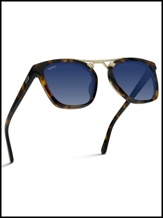 Oversized Square Polarized Sunglasses with Metal Double-Bar Bridge